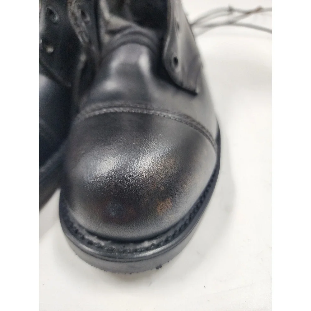 Vintage Black Leather Military Paratrooper Combat Boots Cap Toe Mens Size 8 R